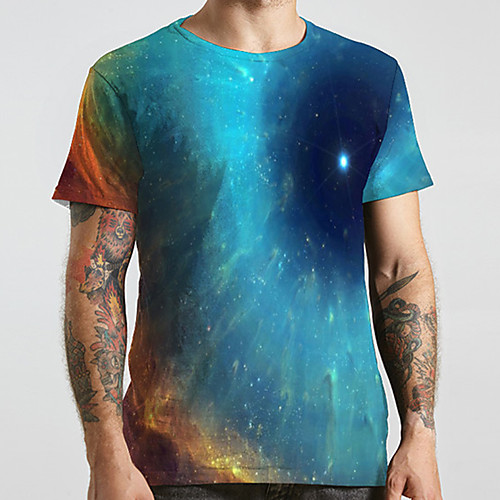 Men's Unisex Tee T shirt 3D Print Galaxy Graphic Prints Plus Size Print Short Sleeve Casual Tops Basic Designer Big and Tall Blue 
Men's Unisex Tee T shirt 3D Print Galaxy Graphic Prints Plus Size Print Short Sleeve Casual Tops Basic Designer Big and Tall Blue