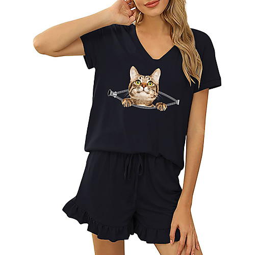 Women's Basic Streetwear 3D Print Cat Vacation Casual / Daily Two Piece Set Tracksuit T shirt Loungewear Shorts Drawstring Ruffle Print Tops
Women's Basic Streetwear 3D Print Cat Vacation Casual / Daily Two Piece Set Tracksuit T shirt Loungewear Shorts Drawstring Ruffle Print Tops