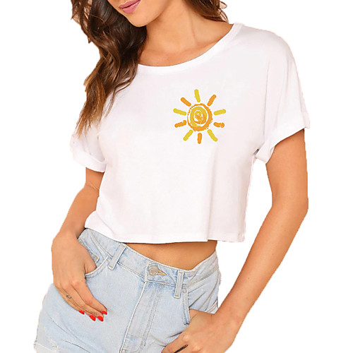 Women's Crop Tshirt Cartoon Graphic Print Round Neck Tops 100% Cotton Basic Basic Top White Black
Women's Crop Tshirt Cartoon Graphic Print Round Neck Tops 100% Cotton Basic Basic Top White Black