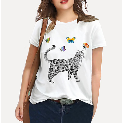 Women's Plus Size Print Cat Graphic Butterfly T shirt Large Size Crewneck Short Sleeve Basic Tops XL XXL 3XL White Big Size
Women's Plus Size Print Cat Graphic Butterfly T shirt Large Size Crewneck Short Sleeve Basic Tops XL XXL 3XL White Big Size