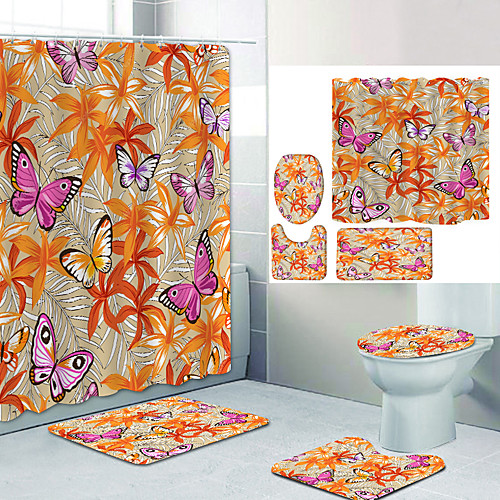 Beautiful Butterfly Digital Printing Four-piece Set Shower Curtains and Hooks Modern Polyester Machine Made Waterproof Bathroom
Beautiful Butterfly Digital Printing Four-piece Set Shower Curtains and Hooks Modern Polyester Machine Made Waterproof Bathroom