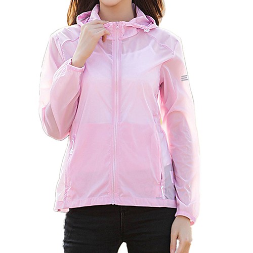

Women's Hiking Windbreaker Outdoor Solid Color Windproof Breathable Quick Dry Ultraviolet Resistant Top Full Length Visible Zipper Hunting Fishing Climbing White Grey Rose Red Light Green Light Blue