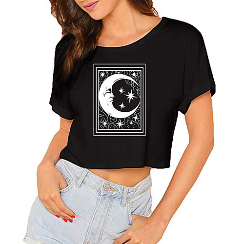 Women's Crop Tshirt Galaxy Graphic Print Round Neck Tops 100% Cotton Basic Basic Top Black
Women's Crop Tshirt Galaxy Graphic Print Round Neck Tops 100% Cotton Basic Basic Top Black