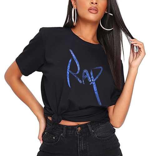 Women's T shirt Letter Print Round Neck Tops 100% Cotton Basic Basic Top Black
Women's T shirt Letter Print Round Neck Tops 100% Cotton Basic Basic Top Black