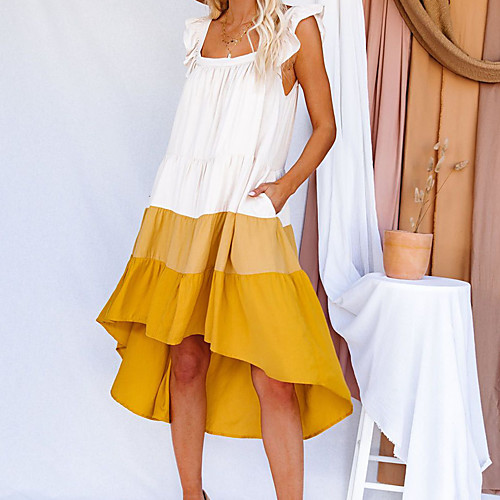 2021 european and american amazon bohemian style loose large flounced flounced sleeves stitching irregular mid-length skirt
2021 european and american amazon bohemian style loose large flounced flounced sleeves stitching irregular mid-length skirt