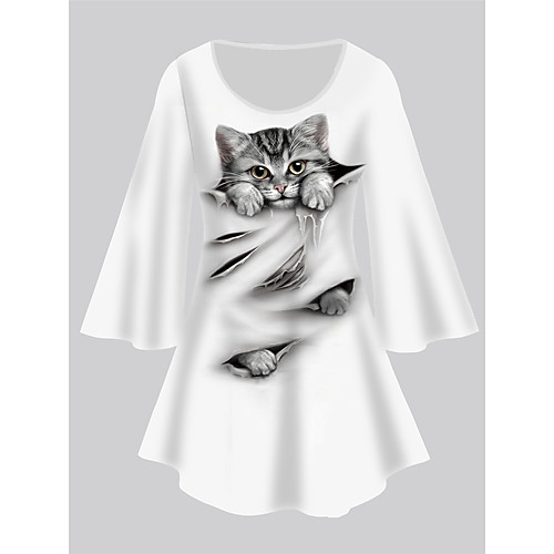 Women's Plus Size Print Cat Graphic Animal Tunic Large Size Crewneck 3/4 Length Sleeve Basic Tops XL XXL 3XL White Black Big Size
Women's Plus Size Print Cat Graphic Animal Tunic Large Size Crewneck 3/4 Length Sleeve Basic Tops XL XXL 3XL White Black Big Size