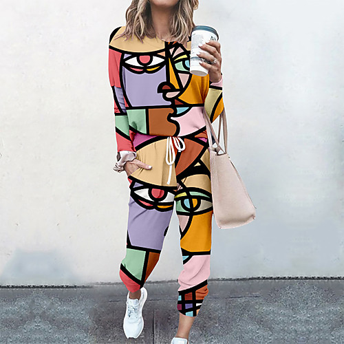 Women's Streetwear Cinched Print Going out Casual / Daily Two Piece Set Sweatshirt Pant Drawstring Print Tops
Women's Streetwear Cinched Print Going out Casual / Daily Two Piece Set Sweatshirt Pant Drawstring Print Tops