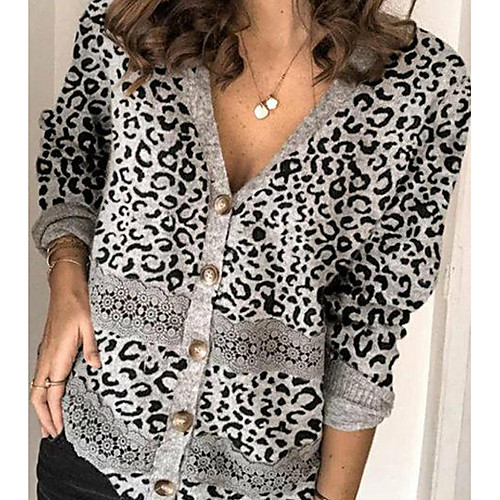 Women's Stylish Basic Knitted Leopard Cardigan Cotton Long Sleeve Sweater Cardigans V Neck Fall Spring Black
Women's Stylish Basic Knitted Leopard Cardigan Cotton Long Sleeve Sweater Cardigans V Neck Fall Spring Black