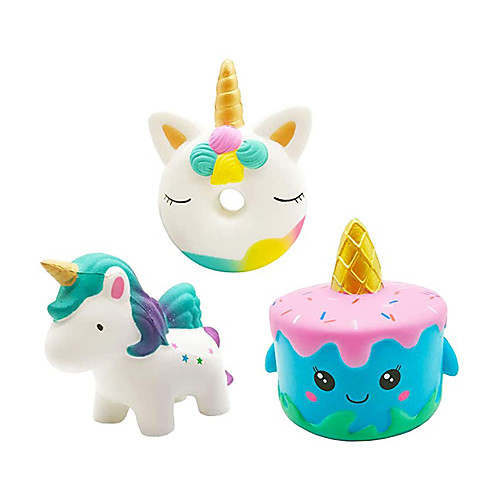 

3PCS Jumbo Squishies Kawaii Narwhale Cake Unicorn Donut Star Galaxy Cream Scented Slow Rising Squishy Soft Toy for Stress Relief Gift Decorative Props