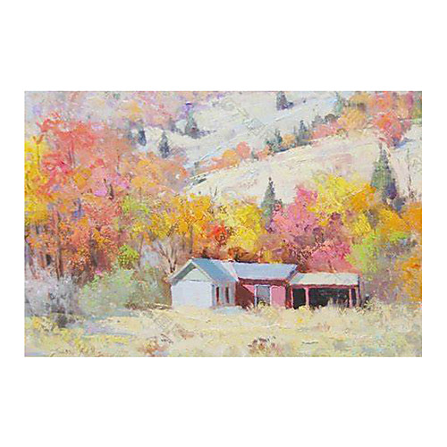 

IARTS Hand Painted Quiet mountain village Oil Painting with Stretched Frame For Home Decoration