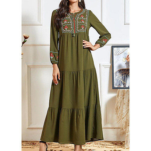 Women's Kaftan Dress Maxi long Dress Army Green Long Sleeve Solid Color Embroidered Print Summer Round Neck Casual 2021 M L XL XXL 3XL 4XL
Women's Kaftan Dress Maxi long Dress Army Green Long Sleeve Solid Color Embroidered Print Summer Round Neck Casual 2021 M L XL XXL 3XL 4XL