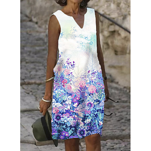 Women's Shift Dress Knee Length Dress Blue Red Green Sleeveless Floral Print Summer V Neck Casual 2021 S M L XL XXL
Women's Shift Dress Knee Length Dress Blue Red Green Sleeveless Floral Print Summer V Neck Casual 2021 S M L XL XXL