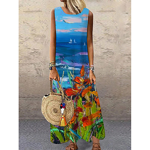Women's Shift Dress Maxi long Dress Blue Sleeveless Floral Print Print Spring Summer Round Neck Casual 2021 S M L XL XXL 3XL
Women's Shift Dress Maxi long Dress Blue Sleeveless Floral Print Print Spring Summer Round Neck Casual 2021 S M L XL XXL 3XL