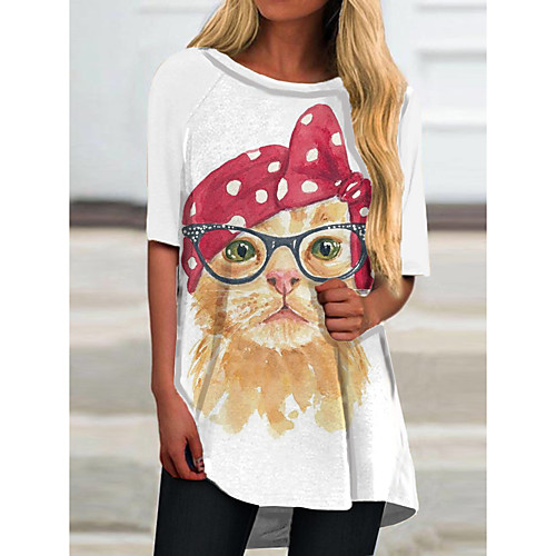 Women's T Shirt Dress Tee Dress Short Mini Dress White Half Sleeve Cat Animal Print Spring Summer Round Neck Casual 2021 S M L XL XXL 3XL
Women's T Shirt Dress Tee Dress Short Mini Dress White Half Sleeve Cat Animal Print Spring Summer Round Neck Casual 2021 S M L XL XXL 3XL