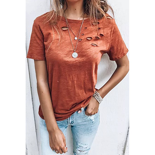 Women's T shirt Plain Cut Out Round Neck Tops Sexy Basic Top Black Orange Gray
Women's T shirt Plain Cut Out Round Neck Tops Sexy Basic Top Black Orange Gray
