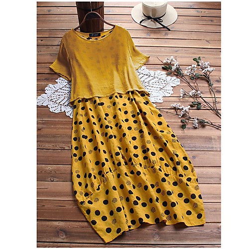 Women's Plus Size Dresses Two Piece Dress Maxi long Dress Short Sleeve Polka Dot Mesh Summer XL XXL XXXL 4XL 5XL
Women's Plus Size Dresses Two Piece Dress Maxi long Dress Short Sleeve Polka Dot Mesh Summer XL XXL XXXL 4XL 5XL