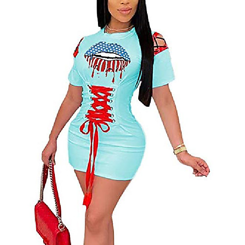 nqgsntc lips print t shirt dresses for women sexy short sleeve crewneck bodycon lace up club mini dress l blue
nqgsntc lips print t shirt dresses for women sexy short sleeve crewneck bodycon lace up club mini dress l blue
