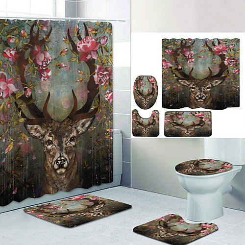 Antler Plum Digital Printing Four-piece Set Shower Curtains and Hooks Modern Polyester Machine Made Waterproof Bathroom
Antler Plum Digital Printing Four-piece Set Shower Curtains and Hooks Modern Polyester Machine Made Waterproof Bathroom