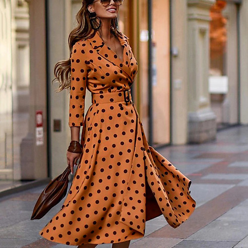 Women's Sheath Dress Maxi long Dress Khaki 3/4 Length Sleeve Polka Dot Fall Shirt Collar Elegant Casual 2021 S M L XL XXL 3XL / Plus Size
Women's Sheath Dress Maxi long Dress Khaki 3/4 Length Sleeve Polka Dot Fall Shirt Collar Elegant Casual 2021 S M L XL XXL 3XL / Plus Size