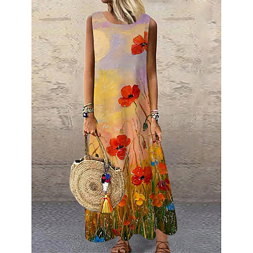 Women's Shift Dress Maxi long Dress Fuchsia Sleeveless Floral Print Print Spring Summer Round Neck Casual 2021 S M L XL XXL 3XL
Women's Shift Dress Maxi long Dress Fuchsia Sleeveless Floral Print Print Spring Summer Round Neck Casual 2021 S M L XL XXL 3XL
