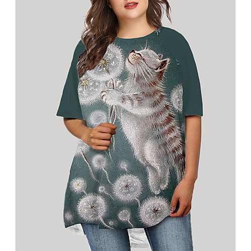 Women's Plus Size Dresses T Shirt Dress Tee Dress Short Mini Dress Half Sleeve Cat Graphic Animal Print Basic Fall Green XL XXL 3XL 4XL 5XL / Holiday
Women's Plus Size Dresses T Shirt Dress Tee Dress Short Mini Dress Half Sleeve Cat Graphic Animal Print Basic Fall Green XL XXL 3XL 4XL 5XL / Holiday