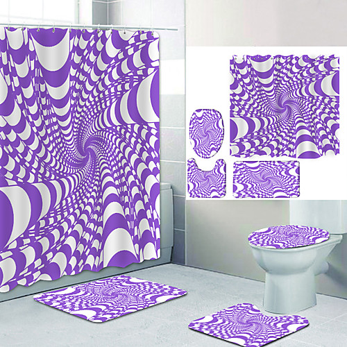 Purple Swirl Digital Printing Four-piece Set Shower Curtains and Hooks Modern Polyester Machine Made Waterproof Bathroom
Purple Swirl Digital Printing Four-piece Set Shower Curtains and Hooks Modern Polyester Machine Made Waterproof Bathroom