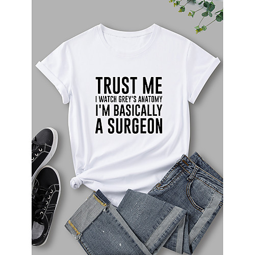Women's T shirt Graphic Print Round Neck Tops 100% Cotton Basic Basic Top White Black Blue
Women's T shirt Graphic Print Round Neck Tops 100% Cotton Basic Basic Top White Black Blue