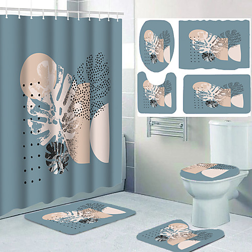 Leaf Design Digital Printing Four-piece Waterproof Shower Curtain and Hook Foot Mat Four-piece Home Decoration
Leaf Design Digital Printing Four-piece Waterproof Shower Curtain and Hook Foot Mat Four-piece Home Decoration