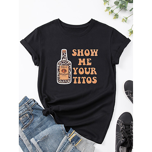 Women's T shirt Graphic Print Round Neck Tops 100% Cotton Basic Basic Top White Black Blue
Women's T shirt Graphic Print Round Neck Tops 100% Cotton Basic Basic Top White Black Blue
