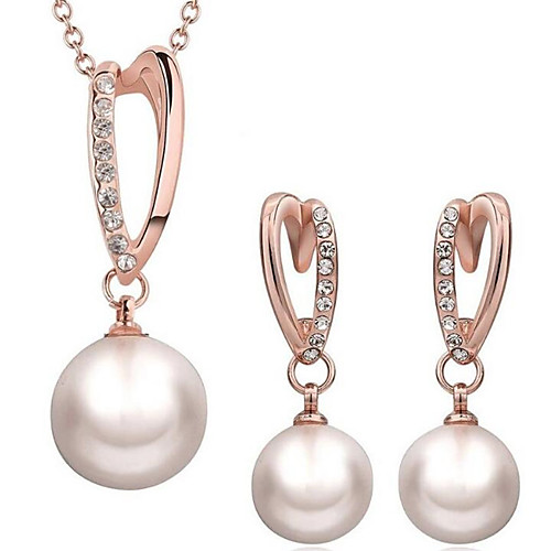 

Women's Pearl Jewelry Set Geometrical Flower Fashion Earrings Jewelry Rose Gold / White For Anniversary Party Evening Prom Festival 1 set