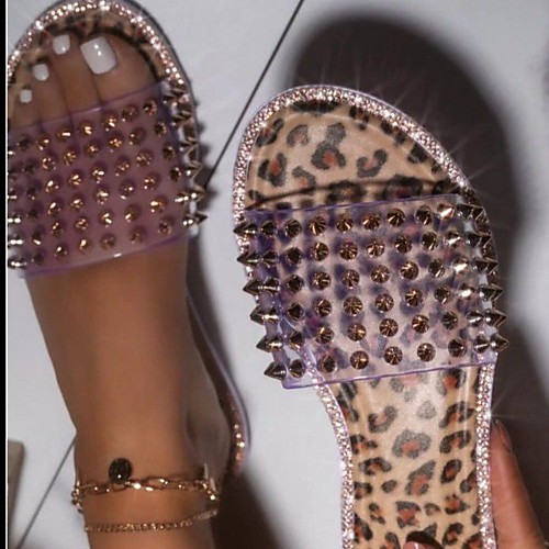 Women's Sandals Flat Heel Round Toe PU Rivet Solid Colored Leopard Black Rainbow
Women's Sandals Flat Heel Round Toe PU Rivet Solid Colored Leopard Black Rainbow