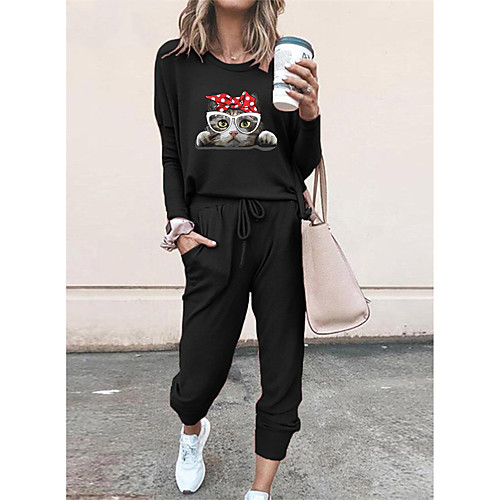 Women Basic Streetwear 3D Print Cat Vacation Casual / Daily Two Piece Set Tracksuit T shirt Pant Loungewear Drawstring Print Tops
Women Basic Streetwear 3D Print Cat Vacation Casual / Daily Two Piece Set Tracksuit T shirt Pant Loungewear Drawstring Print Tops