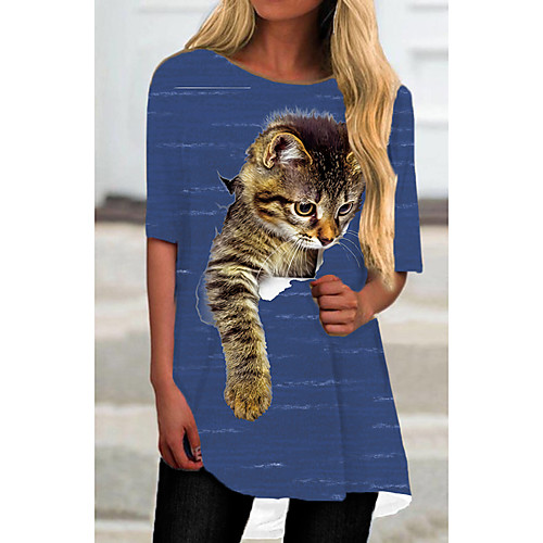 Women's T Shirt Dress Tee Dress Short Mini Dress White Blue Half Sleeve Cat Animal Print Spring Summer Round Neck Casual 2021 S M L XL XXL 3XL
Women's T Shirt Dress Tee Dress Short Mini Dress White Blue Half Sleeve Cat Animal Print Spring Summer Round Neck Casual 2021 S M L XL XXL 3XL