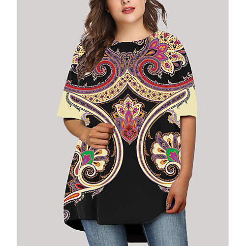 Women's Plus Size Dresses T Shirt Dress Tee Dress Short Mini Dress Half Sleeve Print Graphic Tribal Print Basic Fall Light Yellow XL XXL 3XL 4XL 5XL / Holiday
Women's Plus Size Dresses T Shirt Dress Tee Dress Short Mini Dress Half Sleeve Print Graphic Tribal Print Basic Fall Light Yellow XL XXL 3XL 4XL 5XL / Holiday