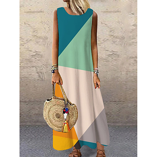 Women's Shift Dress Maxi long Dress Light Blue Sleeveless Print Geometric Print Spring Summer Round Neck Casual 2021 S M L XL XXL 3XL
Women's Shift Dress Maxi long Dress Light Blue Sleeveless Print Geometric Print Spring Summer Round Neck Casual 2021 S M L XL XXL 3XL