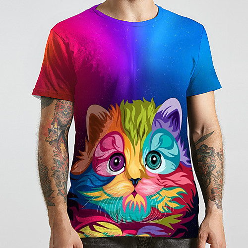 Men's Unisex Tee T shirt 3D Print Cat Graphic Prints Animal Plus Size Print Short Sleeve Casual Tops Basic Designer Big and Tall Rainbow
Men's Unisex Tee T shirt 3D Print Cat Graphic Prints Animal Plus Size Print Short Sleeve Casual Tops Basic Designer Big and Tall Rainbow