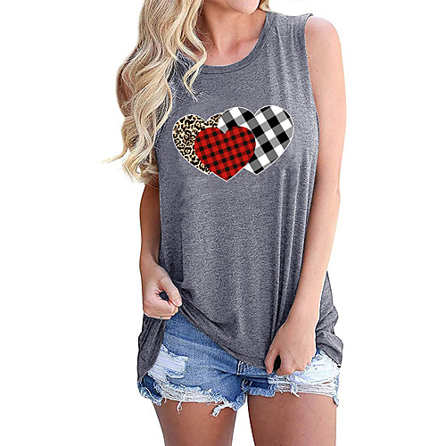 Women's Tank Top Plaid Graphic Heart Print Round Neck Tops Basic Basic Top Blue Purple Light gray
Women's Tank Top Plaid Graphic Heart Print Round Neck Tops Basic Basic Top Blue Purple Light gray