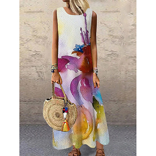 Women's Shift Dress Maxi long Dress Purple Sleeveless Floral Print Print Spring Summer Round Neck Casual 2021 S M L XL XXL 3XL
Women's Shift Dress Maxi long Dress Purple Sleeveless Floral Print Print Spring Summer Round Neck Casual 2021 S M L XL XXL 3XL