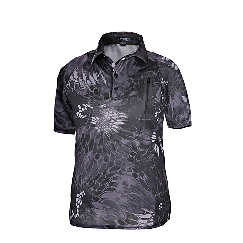 

Men's Hunting T-shirt Camo / Camouflage Short Sleeve Outdoor Summer Breathability Wearable Quick Dry Soft Spandex CP Black Green Brown