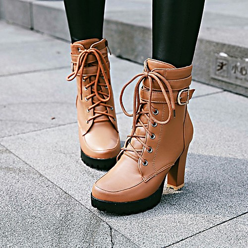 Women's Boots Chunky Heel Round Toe Mid Calf Boots PU Buckle Lace-up Solid Colored White Black Brown / Mid-Calf Boots
Women's Boots Chunky Heel Round Toe Mid Calf Boots PU Buckle Lace-up Solid Colored White Black Brown / Mid-Calf Boots