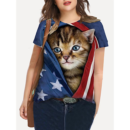 Women's Plus Size Print Cat Graphic Animal T shirt Large Size Crewneck Short Sleeve Basic Tops XL XXL 3XL Blue Big Size
Women's Plus Size Print Cat Graphic Animal T shirt Large Size Crewneck Short Sleeve Basic Tops XL XXL 3XL Blue Big Size