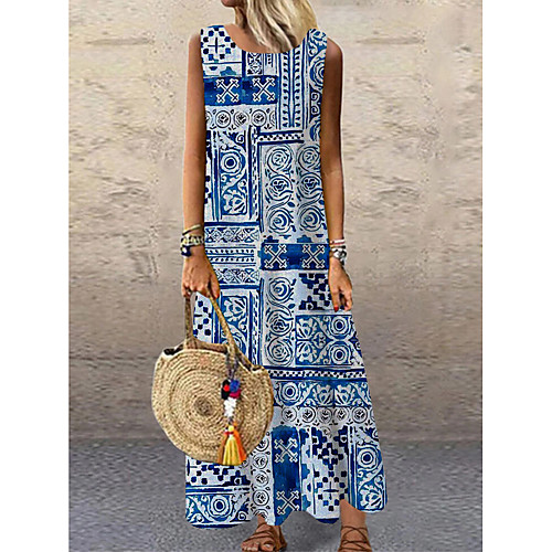 Women's Shift Dress Maxi long Dress Blue Sleeveless Print Color Block Geometric Print Spring Summer Round Neck Casual 2021 S M L XL XXL 3XL
Women's Shift Dress Maxi long Dress Blue Sleeveless Print Color Block Geometric Print Spring Summer Round Neck Casual 2021 S M L XL XXL 3XL