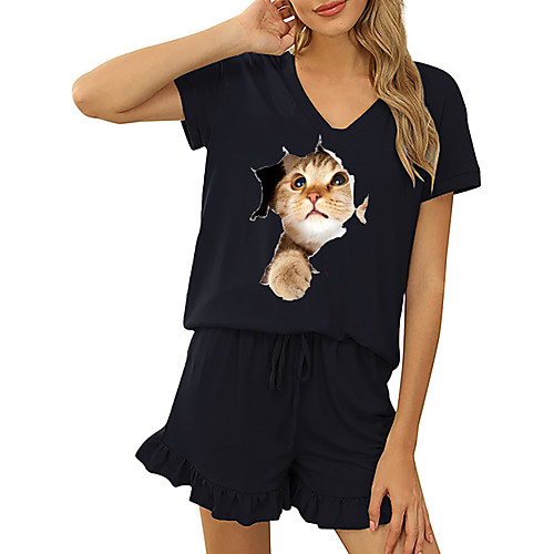 Women's Basic Streetwear 3D Print Cat Vacation Casual / Daily Two Piece Set Tracksuit T shirt Loungewear Shorts Drawstring Ruffle Print Tops
Women's Basic Streetwear 3D Print Cat Vacation Casual / Daily Two Piece Set Tracksuit T shirt Loungewear Shorts Drawstring Ruffle Print Tops