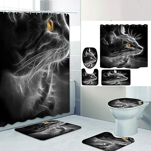 Grey Smoke Cat Digital Printing Four-piece Set Shower Curtains and Hooks Modern Polyester Machine Made Waterproof Bathroom
Grey Smoke Cat Digital Printing Four-piece Set Shower Curtains and Hooks Modern Polyester Machine Made Waterproof Bathroom