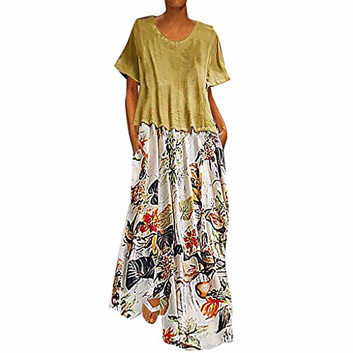 Women's T Shirt Dress Tee Dress Maxi long Dress Blue Yellow Green Short Sleeve Pattern Spring & Summer Casual Cotton 2021 M L XL XXL XXXL 4XL 5XL
Women's T Shirt Dress Tee Dress Maxi long Dress Blue Yellow Green Short Sleeve Pattern Spring & Summer Casual Cotton 2021 M L XL XXL XXXL 4XL 5XL