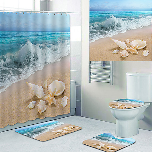 Beach Conch Printed Bathtub Curtain liner Covered with Waterproof Fabric shower Curtain for Bathroom home Decoration with hook floor mat and four-piece Toilet mat
Beach Conch Printed Bathtub Curtain liner Covered with Waterproof Fabric shower Curtain for Bathroom home Decoration with hook floor mat and four-piece Toilet mat