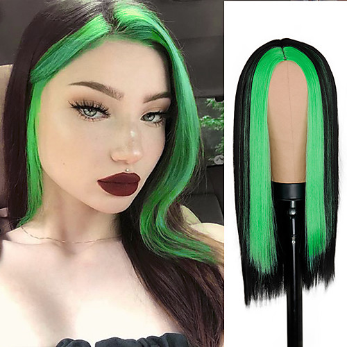 Fashion Long Black Straight Hair Wig Highlighting Green Hair Synthetic Wig For Girls With Cosplay Wig
Fashion Long Black Straight Hair Wig Highlighting Green Hair Synthetic Wig For Girls With Cosplay Wig