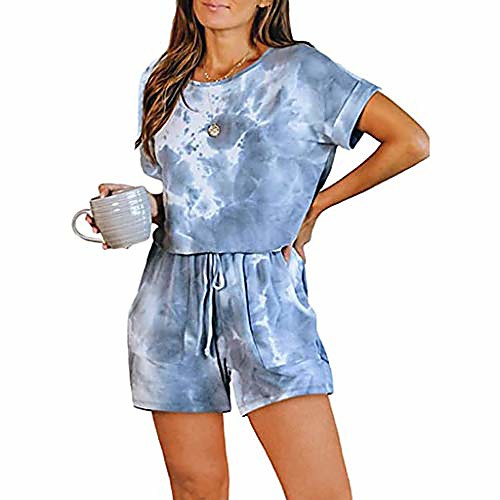 heberry women jumpsuits summer fashion,womens short sleeve tie-dye jumpsuit loungewear one piece loose pockets romper blue
heberry women jumpsuits summer fashion,womens short sleeve tie-dye jumpsuit loungewear one piece loose pockets romper blue
