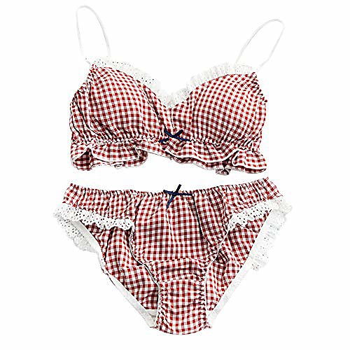 yomorio cute lingerie retro plaid bra and panty set wireless training bra dream bralette (red, medium)
yomorio cute lingerie retro plaid bra and panty set wireless training bra dream bralette (red, medium)