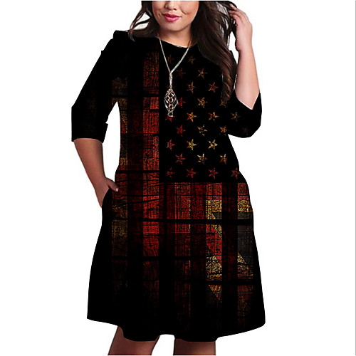 Women's Plus Size Dresses Shift Dress Knee Length Dress 3/4 Length Sleeve Graphic Flag Print Basic Fall Black XL XXL 3XL 4XL 5XL / Holiday
Women's Plus Size Dresses Shift Dress Knee Length Dress 3/4 Length Sleeve Graphic Flag Print Basic Fall Black XL XXL 3XL 4XL 5XL / Holiday